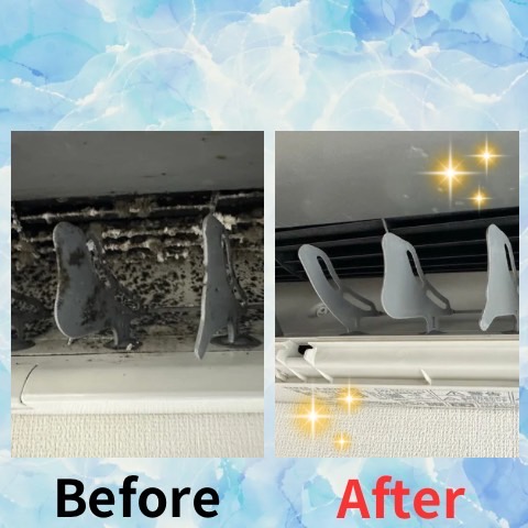エアコンクリーニング<br>ダニ、カビ、埃を高圧洗浄機でクリーニングをし、気持ちいい空間を取り戻す。